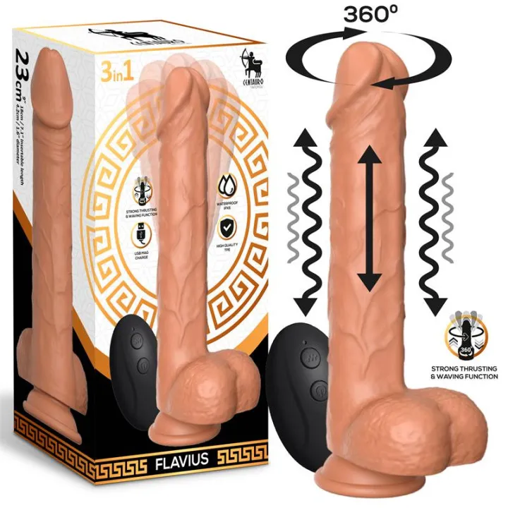 Flavius Dildo con Vibración, Thrusting y Waving 360º 9 - 23 cm de Centauro