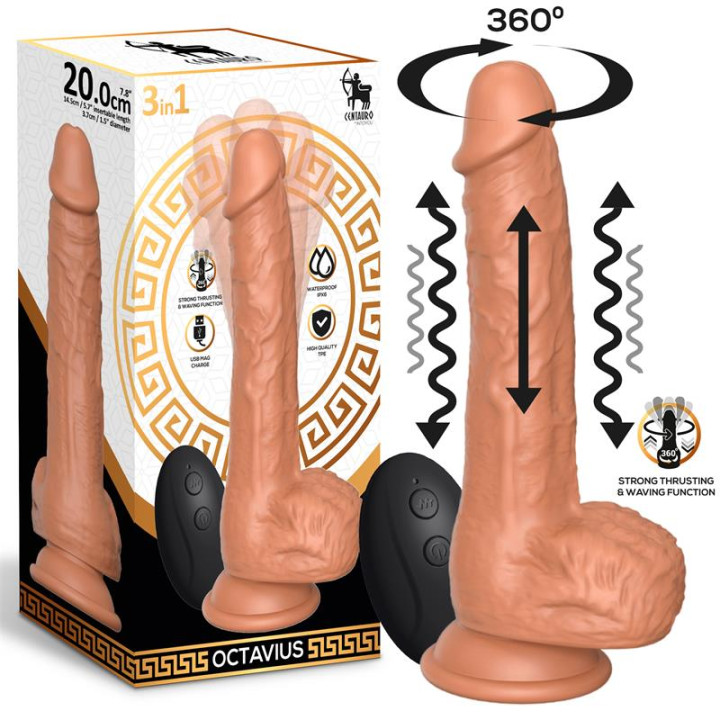 Octavius Dildo con Vibración, Thrusting y Waving 360º 7.8 - 20 cm de Centauro | VibraZon
