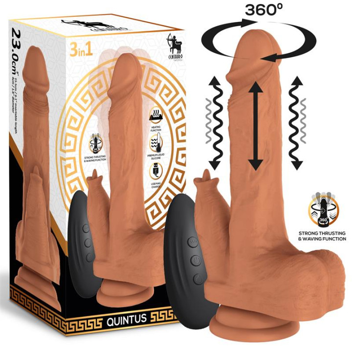 Quintus Dildo con Vibración, Thrusting y Waving 360º 9 - 23 cm de Centauro | VibraZon