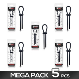Pack de 5 Anillo para el Pene de Lazo Ajustable Silicona Sólida Negro de Beast Rings | VibraZon