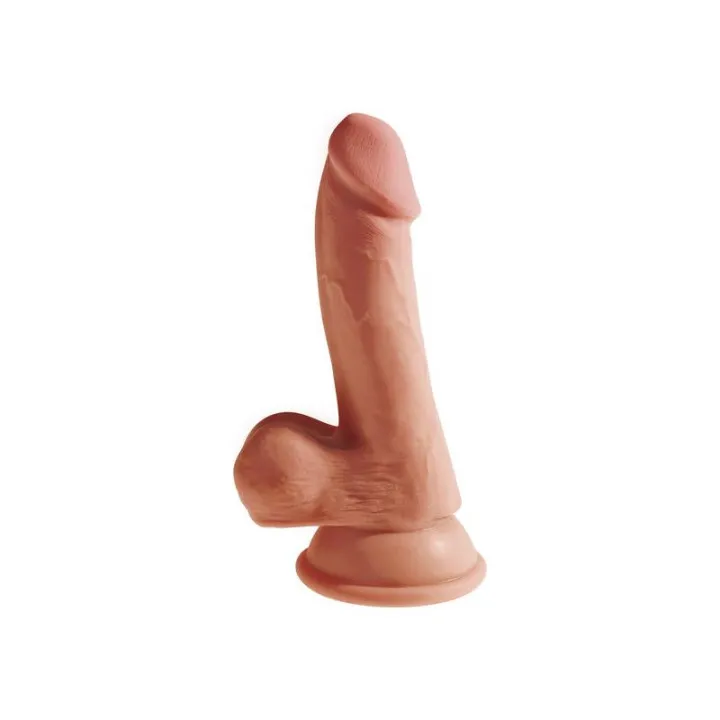 Dildo Triple Densidad con Testículos 6.5 Caramelo de King Cock