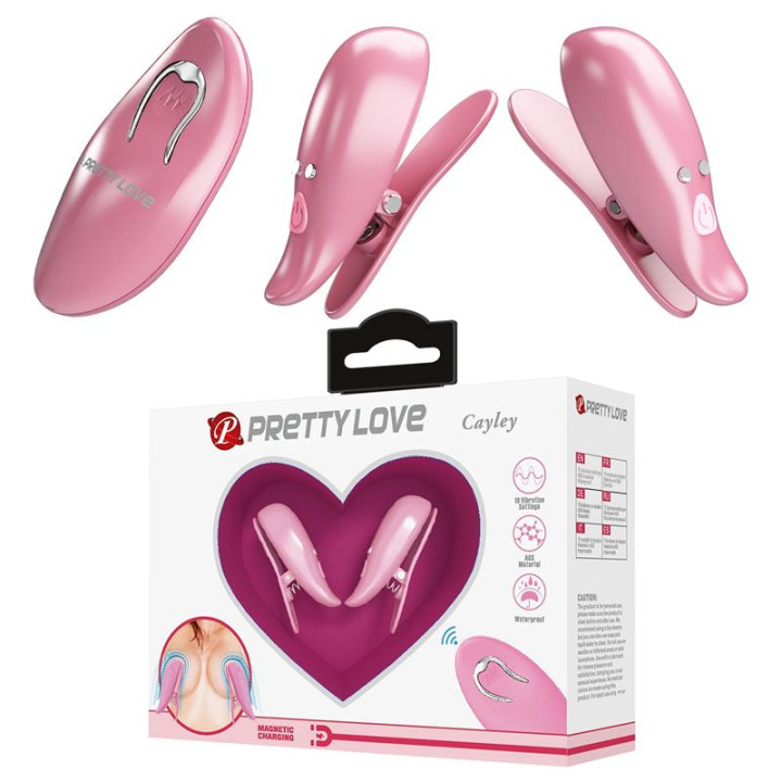 Cailey Pinzas para Pezones con Vibración y Control Remoto de Prettylove | VibraZon
