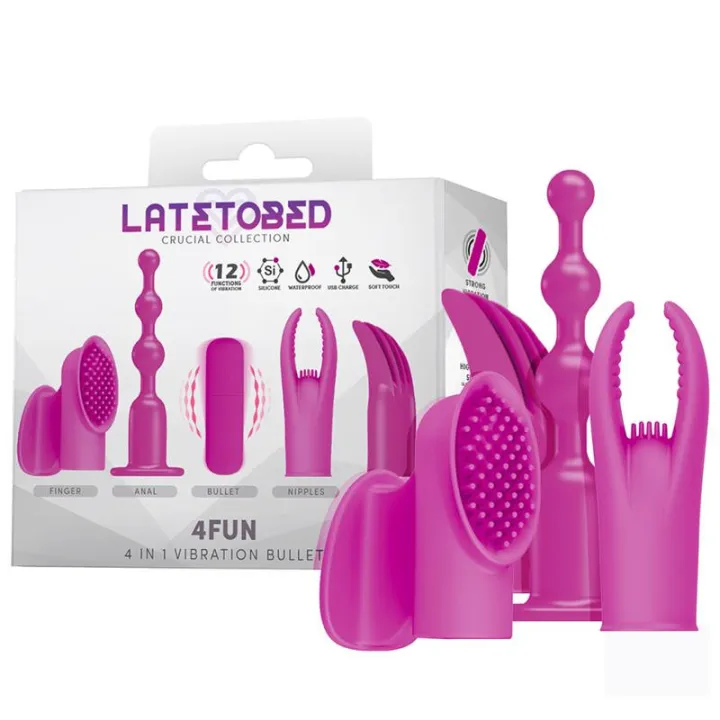 4Fun Bala Vibrador y 4 Fundas USB Impermeable Silicona de Latetobed