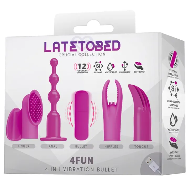 4Fun Bala Vibrador y 4 Fundas USB Impermeable Silicona de Latetobed