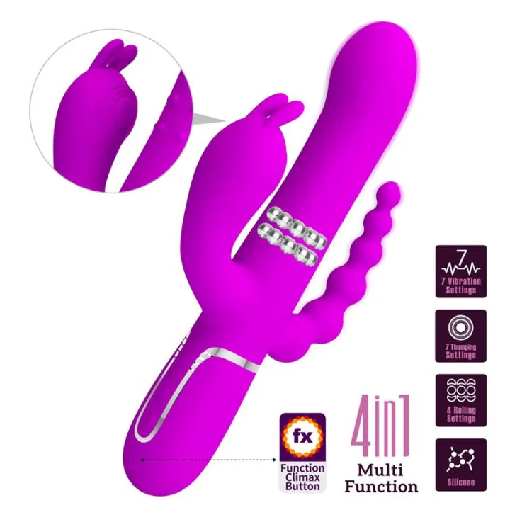 Cammy 4 in 1 Vibrador con Bolas Rotadoras y Cadena Anal de Prettylove