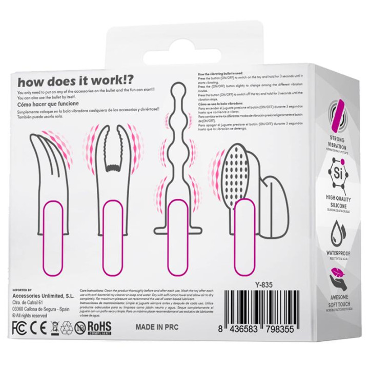 4Fun Bala Vibrador y 4 Fundas USB Impermeable Silicona de Latetobed | VibraZon
