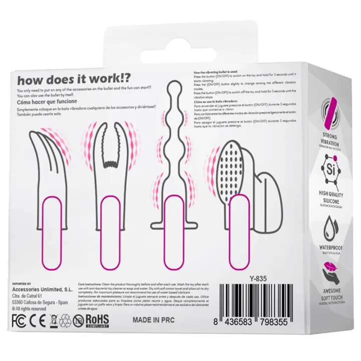 4Fun Bala Vibrador y 4 Fundas USB Impermeable Silicona de Latetobed