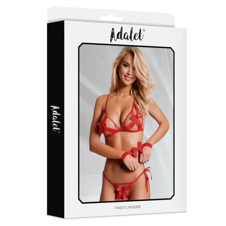 Raven Set Sujetador, Tanga y Esposas de Adalet Lingerie