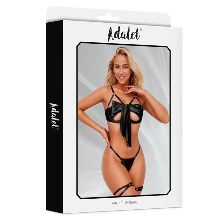 Lauren Set de Sujetador con Lazo, Tanga y Ligas de Adalet Lingerie
