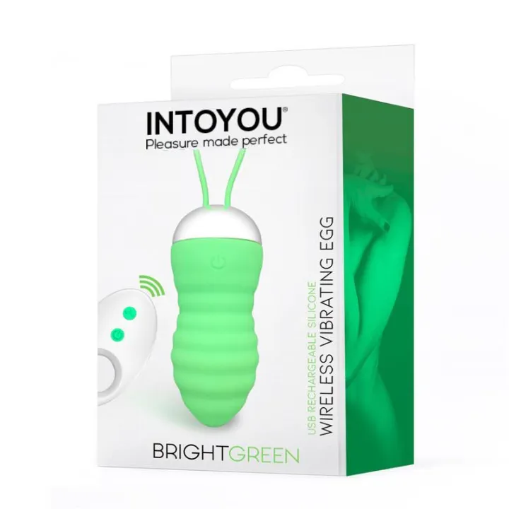 Brightgreen Huevo Vibrador Control Remoto USB Silicona de Intoyou