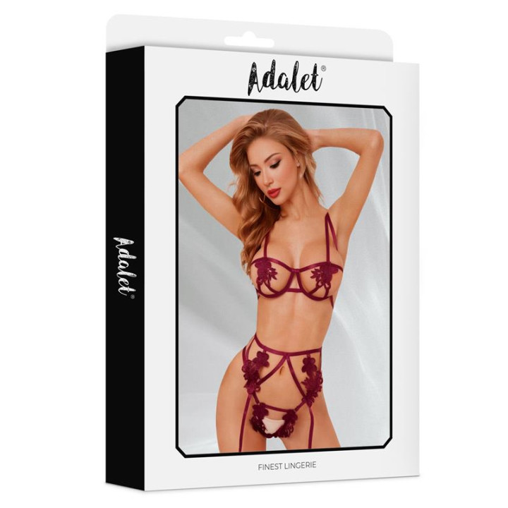 Amber Set de 3 Piezas Rojo de Adalet Lingerie | VibraZon