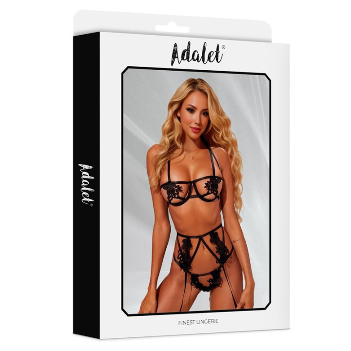 Amber Set de 3 Piezas Negro de Adalet Lingerie | VibraZon