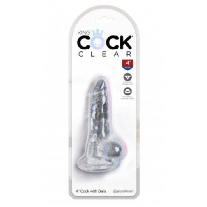 Dildo Realista con Testiculos 4 Transparente de King Cock | VibraZon
