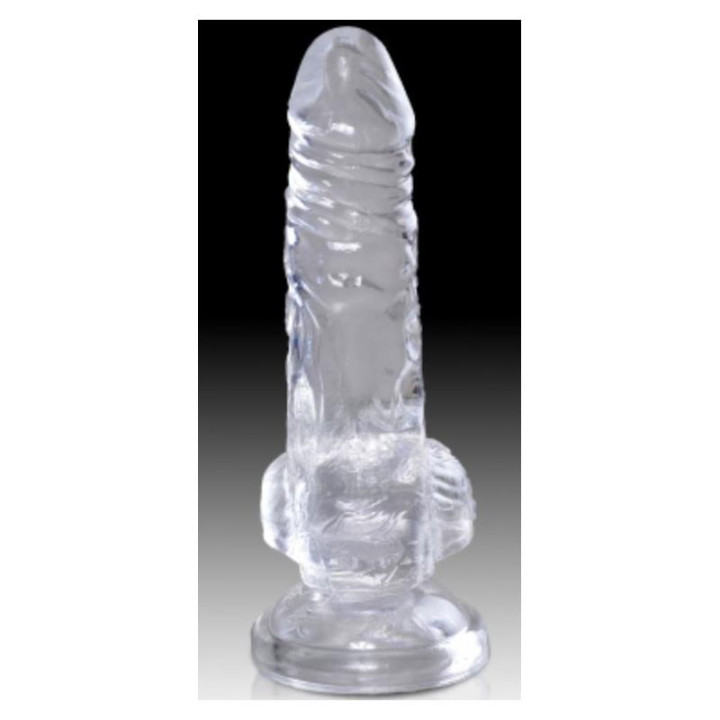 Dildo Realista con Testiculos 4 Transparente de King Cock | VibraZon