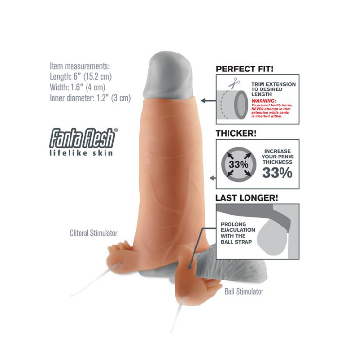 Fantasy X-tensions Real Feel Twin Teazer-Flesh | VibraZon