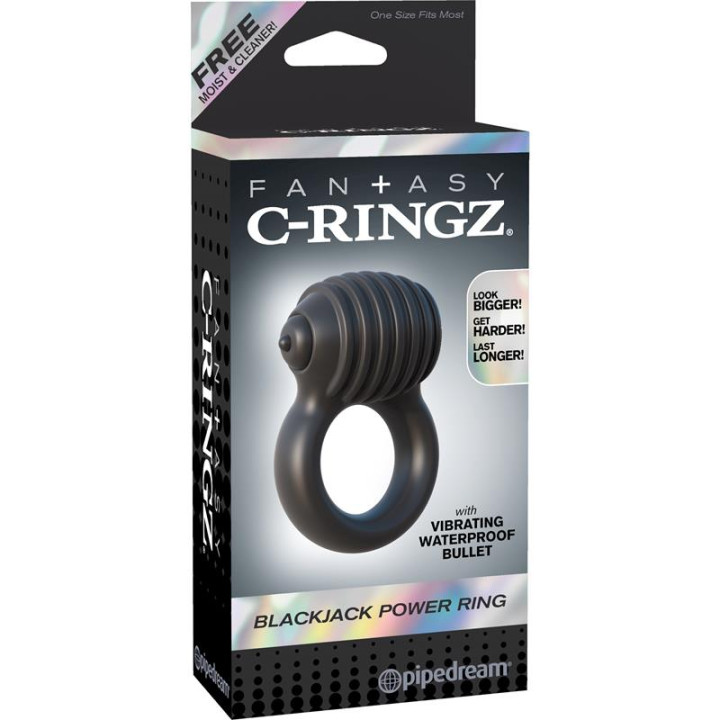 Fantasy C-Ringz Anillo Potente Blackjack Color Negro | VibraZon