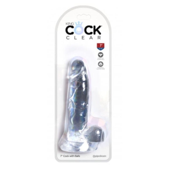 Dildo Realista con Testiculos 7 Transparente de King Cock | VibraZon