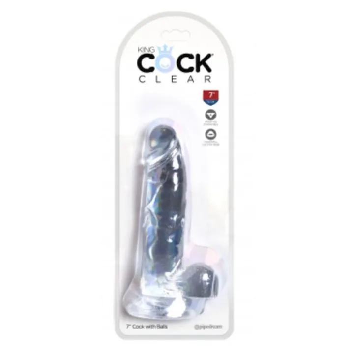 Dildo Realista con Testiculos 7 Transparente de King Cock