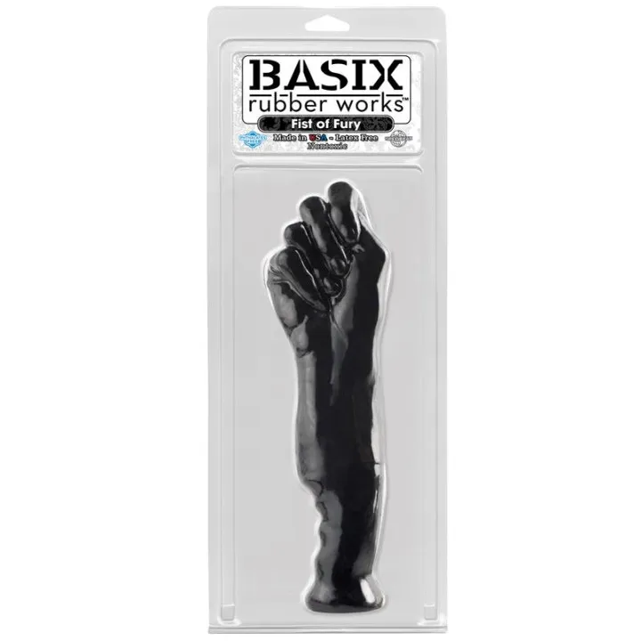 Dildo Forma de Puño Fist of Fury Negro de Basix Rubber Works