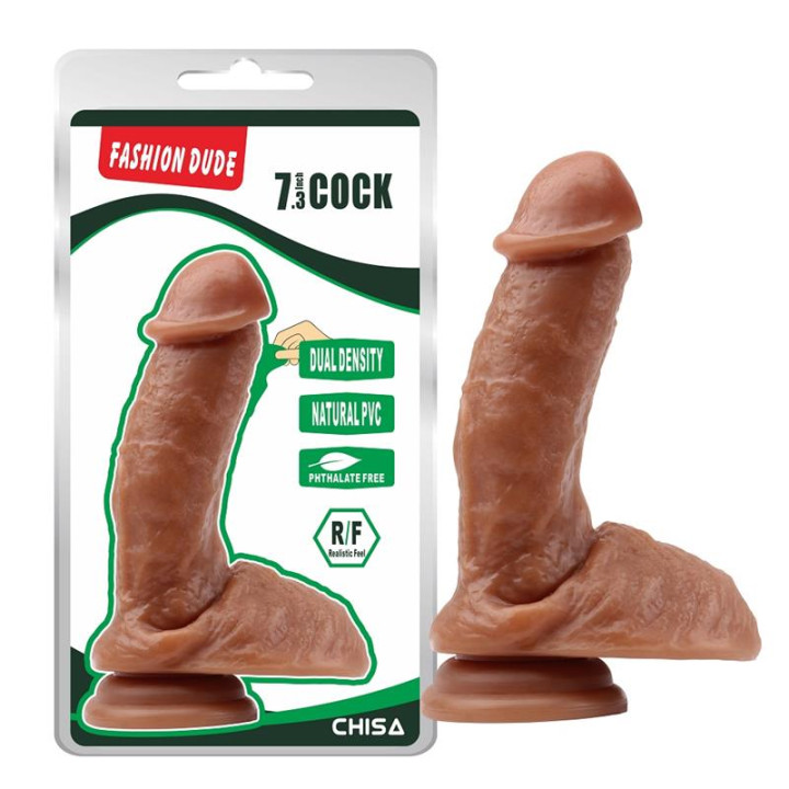 Dildo Dual Density Fashion Dude 18.5 x 4.3 cm Bronceado de Chisa | VibraZon