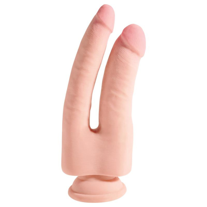 3D Dildo Doble Penetración Triple Densidad Plus 9.5 Natural de King Cock | VibraZon