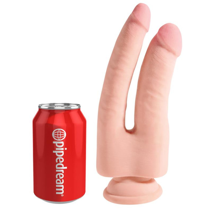 3D Dildo Doble Penetración Triple Densidad Plus 9.5 Natural de King Cock | VibraZon