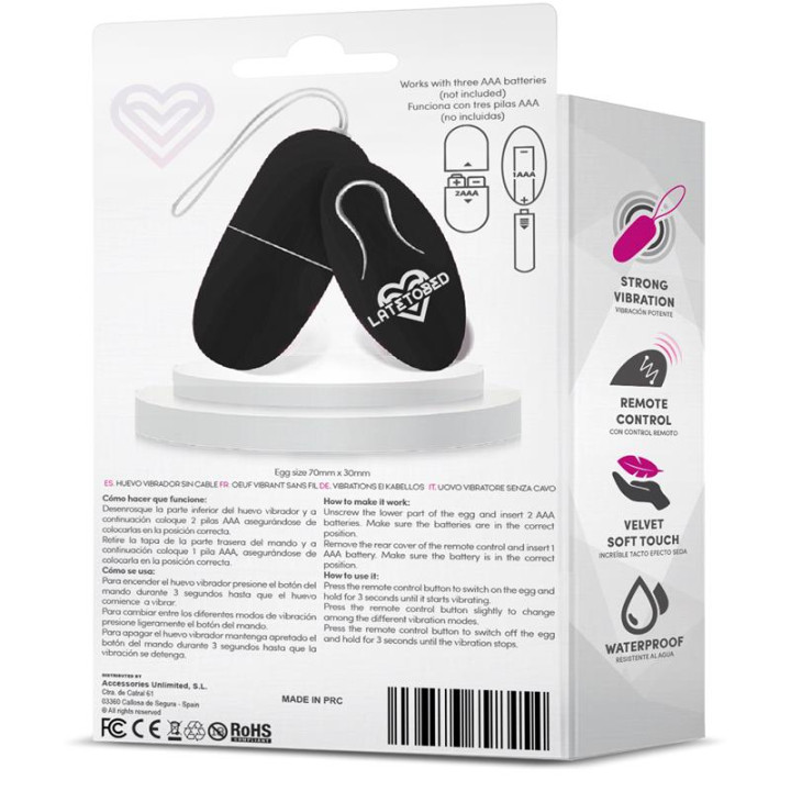 Ecoblack Huevo Vibrador con Control Remoto de Latetobed | VibraZon
