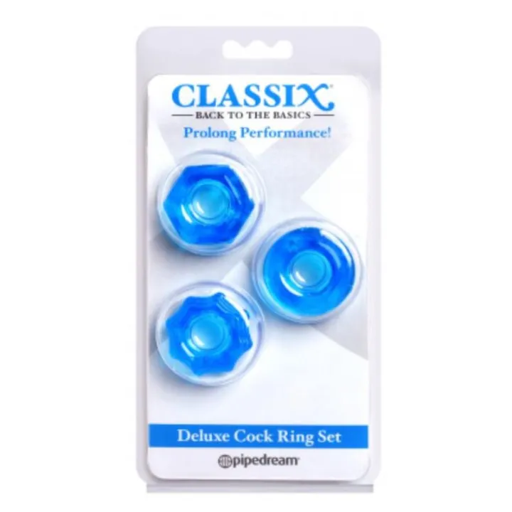 Kit 3 Anillos para el Pene Azul de Classix