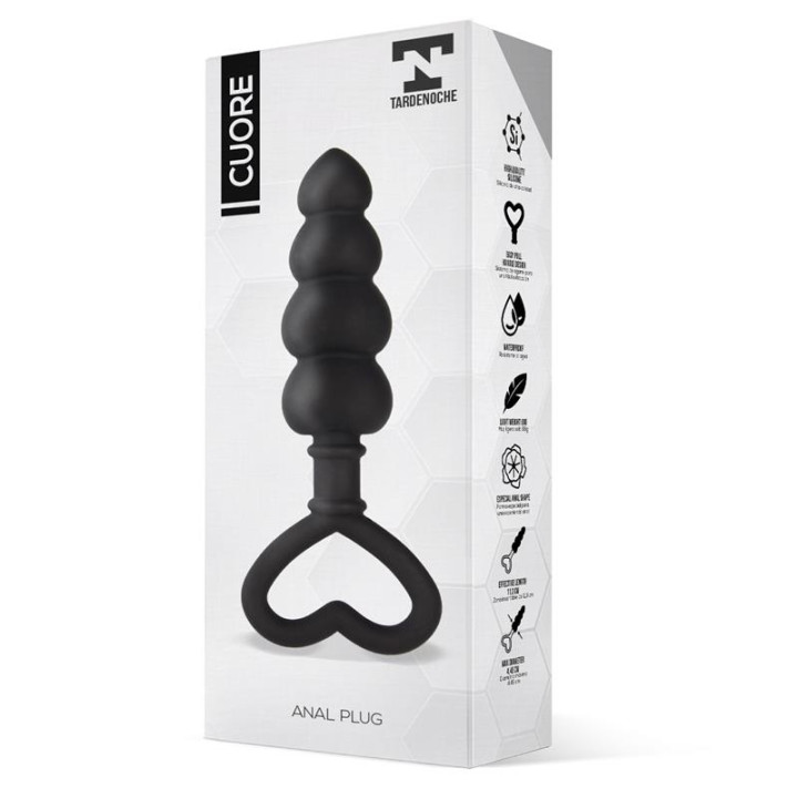 Cuore Plug Anal Silicona Negro de Tardenoche | VibraZon
