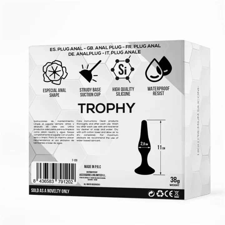 Trophy Plug Anal 11 cm Silicona Negro de Tardenoche