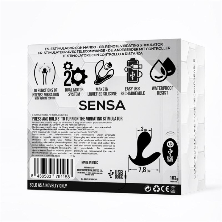 Sensa Estimulador Control Remoto USB SIlicona Líquida Negro de Tardenoche | VibraZon