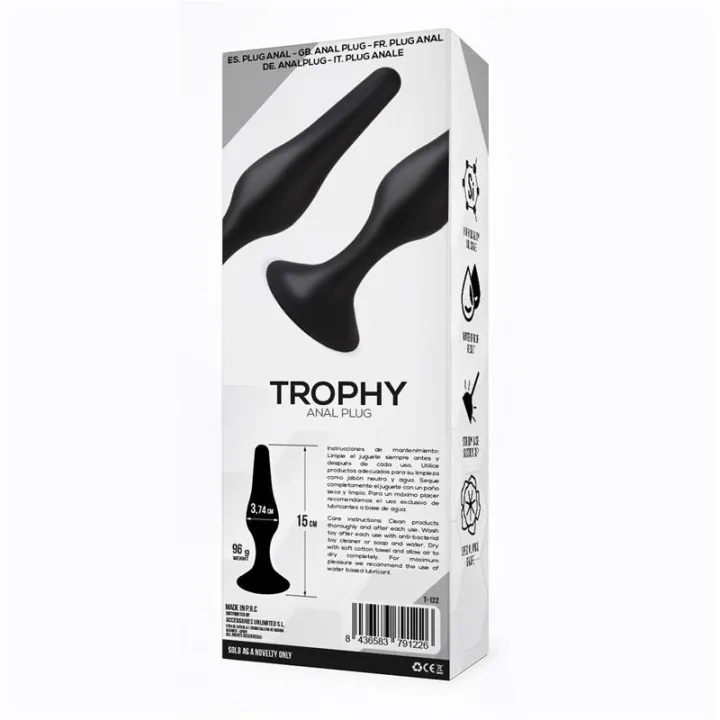 Trophy Plug Anal 15 cm Silicona Negro de Tardenoche
