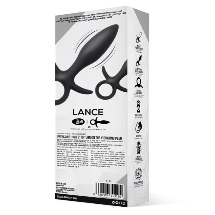 Lance Plug Anal Control Remoto Silicona Liquida USB de Tardenoche | VibraZon