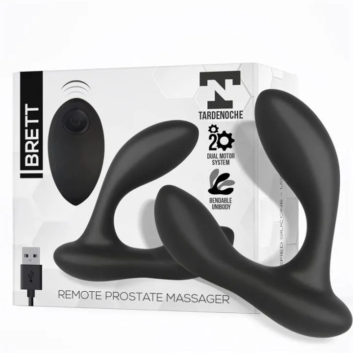 Brett Masajeador Prostático Control Remoto USB Silicona Líquida de Tardenoche