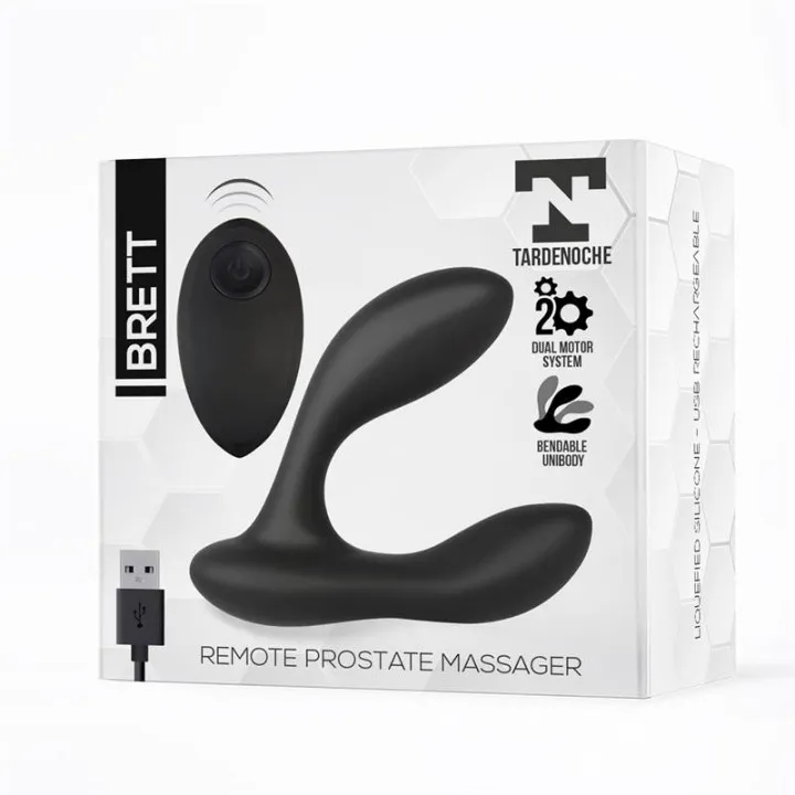 Brett Masajeador Prostático Control Remoto USB Silicona Líquida de Tardenoche