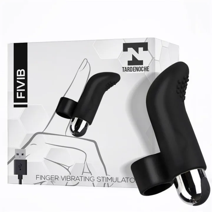 Fivib Estimulador de Dedo USB Silicona Negro de Tardenoche