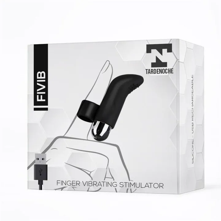 Fivib Estimulador de Dedo USB Silicona Negro de Tardenoche